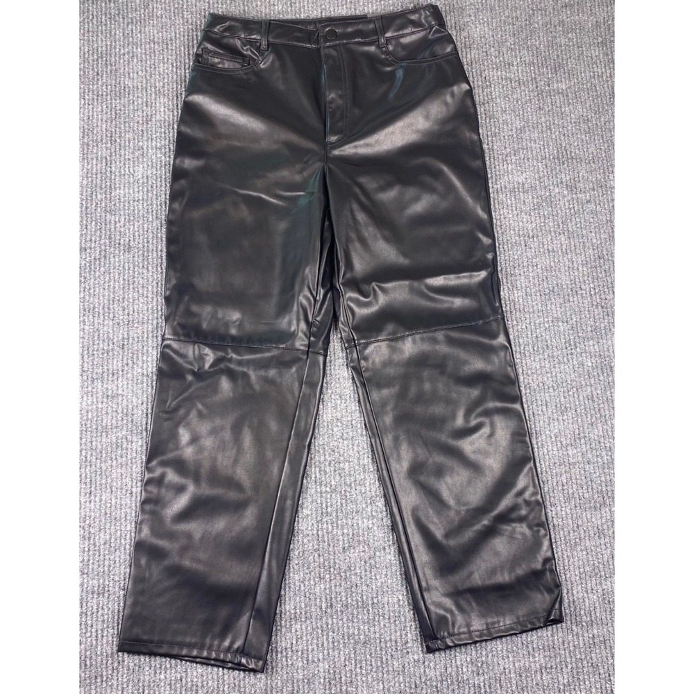 Worthington Faux Leather Straight Ankle Pants Womens 6 Black NWT Chic Goth